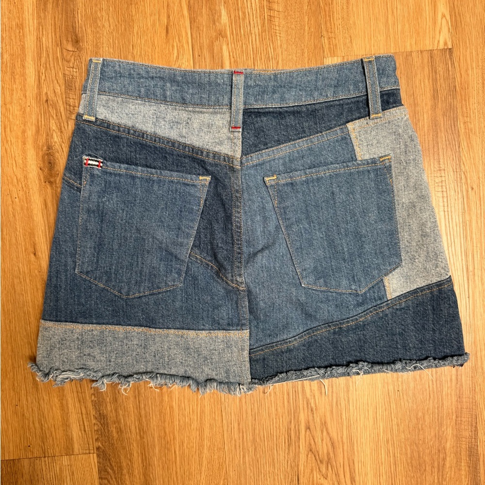 Alice + Olivia Patchwork Multi-Blue Denim Mini Sk… - image 2